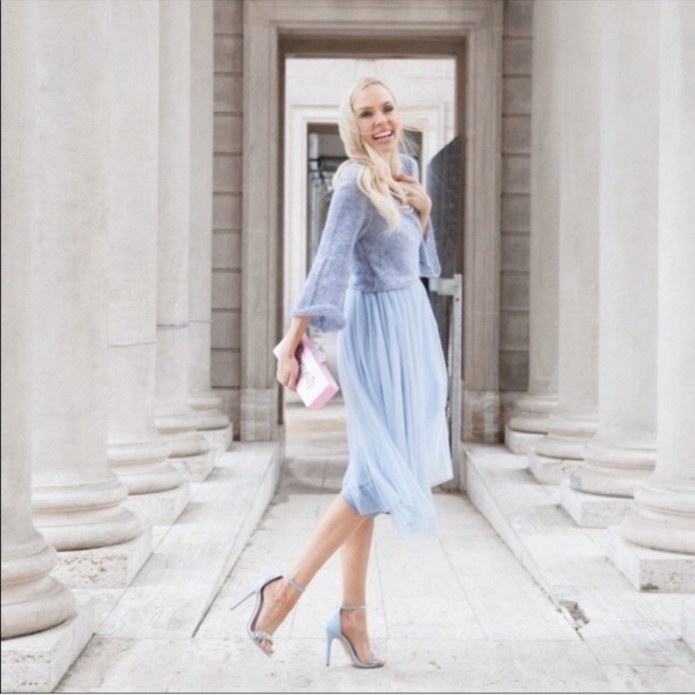 Anthropologie Maeve Arabesque Pale Blue Tulle
Sweater Dress like new worn once